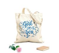 AILOONG Reinforced Bottom Canvas Bag girl do it 340g/m² thick fabric Uses as a gift bag