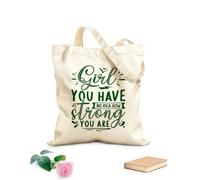 AILOONG Reinforced Bottom Canvas Bag girl you have no idea how strong you are 340g/m² thick fabric Uses as a gift bag