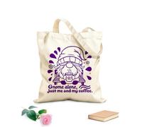 AILOONG Reinforced Bottom Canvas Bag gnome on bench with coffee and gnome alone text 340g/m² thick fabric Uses as a gift bag