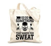 AILOONG Reinforced Bottom Canvas Bag go do something that makes you sweat graphic design 12 oz thick fabric Uses as a gift bag 35x40cm Large