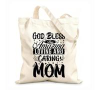 AILOONG Reinforced Bottom Canvas Bag god bless this amazing mom mother day typography 12 oz thick fabric Uses as a gift bag 25x30cm Small