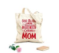 AILOONG Reinforced Bottom Canvas Bag god bless this amazing mom mother day typography 340g/m² thick fabric Uses as a gift bag