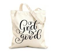 AILOONG Reinforced Bottom Canvas Bag god is good hand lettering 12 oz thick fabric Uses as a gift bag 25x30cm Small
