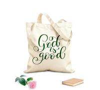 AILOONG Reinforced Bottom Canvas Bag god is good hand lettering 340g/m² thick fabric Uses as a gift bag