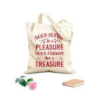 AILOONG Reinforced Bottom Canvas Bag good coffee is a pleasure good friends are a treasure typography coffee ready 340g/m² thick fabric Uses as a gift bag