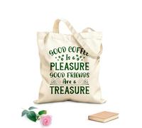 AILOONG Reinforced Bottom Canvas Bag good coffee is a pleasure good friends are a treasure typography coffee ready 340g/m² thick fabric Uses as a gift bag