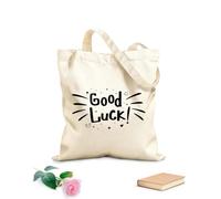 AILOONG Reinforced Bottom Canvas Bag good luck five quotes 12 oz thick fabric Uses as a gift bag 35x40cm Large