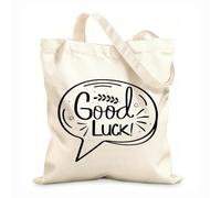 AILOONG Reinforced Bottom Canvas Bag good luck in speech bubble 12 oz thick fabric Uses as a gift bag 25x30cm Small