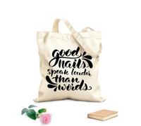 AILOONG Reinforced Bottom Canvas Bag Good nails are worth a thousand words calligraphy 12 oz thick fabric Uses as a gift bag 25x30cm Small