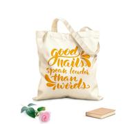 AILOONG Reinforced Bottom Canvas Bag Good nails are worth a thousand words calligraphy 340g/m² thick fabric Uses as a gift bag