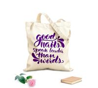 AILOONG Reinforced Bottom Canvas Bag Good nails are worth a thousand words calligraphy 340g/m² thick fabric Uses as a gift bag