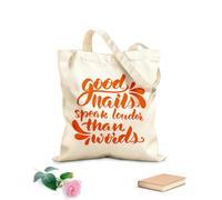AILOONG Reinforced Bottom Canvas Bag Good nails are worth a thousand words calligraphy 340g/m² thick fabric Uses as a gift bag