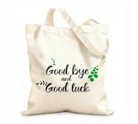 AILOONG Reinforced Bottom Canvas Bag Goodbye and good luck 12 oz thick fabric Uses as a gift bag 31x36cm Medium