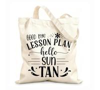 AILOONG Reinforced Bottom Canvas Bag Goodbye lesson plan hello tan teacher quotes 12 oz thick fabric Uses as a gift bag 35x40cm Large