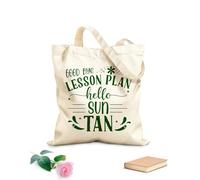 AILOONG Reinforced Bottom Canvas Bag Goodbye lesson plan hello tan teacher quotes 340g/m² thick fabric Uses as a gift bag
