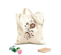 AILOONG Reinforced Bottom Canvas Bag graceful floral strokes hand rende icon dynamic blossom accents design element 340g/m² thick fabric Uses as a gift bag