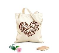 AILOONG Reinforced Bottom Canvas Bag Gracias lettering heart modern brush calligraphy thank you in spanish 340g/m² thick fabric Uses as a gift bag