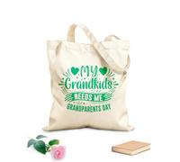 AILOONG Reinforced Bottom Canvas Bag grandparents day typography element typographic lettering quote 340g/m² thick fabric Uses as a gift bag