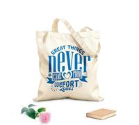 AILOONG Reinforced Bottom Canvas Bag great things never came from comfort zones typography quotes 340g/m² thick fabric Uses as a gift bag
