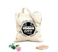 AILOONG Reinforced Bottom Canvas Bag greatest mom ever typography 12 oz thick fabric Uses as a gift bag 25x30cm Small