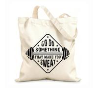 AILOONG Reinforced Bottom Canvas Bag gym fitness design go do something that make you sweat 12 oz thick fabric Uses as a gift bag 31x36cm Medium
