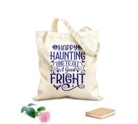 AILOONG Reinforced Bottom Canvas Bag halloween typography happy haunting and to all a good fright 340g/m² thick fabric Uses as a gift bag