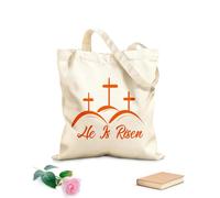 AILOONG Reinforced Bottom Canvas Bag hand drawn he is risen indeed calligraphy lettering easter jesus greeting 340g/m² thick fabric Uses as a gift bag