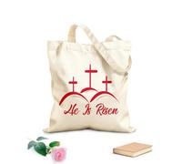 AILOONG Reinforced Bottom Canvas Bag hand drawn he is risen indeed calligraphy lettering easter jesus greeting 340g/m² thick fabric Uses as a gift bag