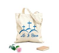 AILOONG Reinforced Bottom Canvas Bag hand drawn he is risen indeed calligraphy lettering easter jesus greeting 340g/m² thick fabric Uses as a gift bag