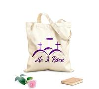 AILOONG Reinforced Bottom Canvas Bag hand drawn he is risen indeed calligraphy lettering easter jesus greeting 340g/m² thick fabric Uses as a gift bag
