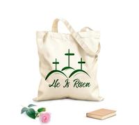 AILOONG Reinforced Bottom Canvas Bag hand drawn he is risen indeed calligraphy lettering easter jesus greeting 340g/m² thick fabric Uses as a gift bag