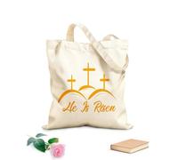 AILOONG Reinforced Bottom Canvas Bag hand drawn he is risen indeed calligraphy lettering easter jesus greeting 340g/m² thick fabric Uses as a gift bag