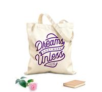 AILOONG Reinforced Bottom Canvas Bag hand lettering dreams don't work unless you do 340g/m² thick fabric Uses as a gift bag