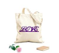 AILOONG Reinforced Bottom Canvas Bag hand lettering love love heart relationship topper phrase 340g/m² thick fabric Uses as a gift bag