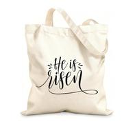 AILOONG Reinforced Bottom Canvas Bag handwritten he is risen typography 12 oz thick fabric Uses as a gift bag 25x30cm Small