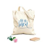 AILOONG Reinforced Bottom Canvas Bag handwritten he is risen typography 340g/m² thick fabric Uses as a gift bag