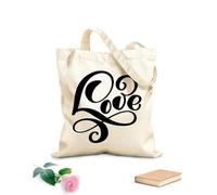 AILOONG Reinforced Bottom Canvas Bag handwritten inscription love happy valentines day romantic quote 12 oz thick fabric Uses as a gift bag 35x40cm Large
