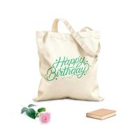 AILOONG Reinforced Bottom Canvas Bag happy birthday hand written lettering modern brush calligraphy phrase quote 340g/m² thick fabric Uses as a gift bag
