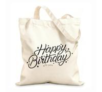 AILOONG Reinforced Bottom Canvas Bag happy birthday hand written lettering modern brush calligraphy phrase quote 12 oz thick fabric Uses as a gift bag 25x30cm Small