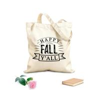 AILOONG Reinforced Bottom Canvas Bag happy fall y all hand drawn lettering with fall quotes fall designs 12 oz thick fabric Uses as a gift bag 31x36cm Medium