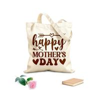 AILOONG Reinforced Bottom Canvas Bag happy first mothers day with stroller hand calligrahy lettering texture script 340g/m² thick fabric Uses as a gift bag