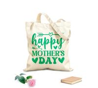 AILOONG Reinforced Bottom Canvas Bag happy first mothers day with stroller hand calligrahy lettering texture script 340g/m² thick fabric Uses as a gift bag