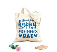 AILOONG Reinforced Bottom Canvas Bag happy first mothers day with stroller hand calligrahy lettering texture script 340g/m² thick fabric Uses as a gift bag