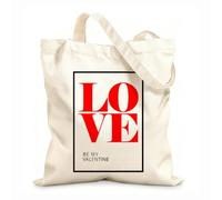 AILOONG Reinforced Bottom Canvas Bag happy valentine day creative set 12 oz thick fabric Uses as a gift bag 31x36cm Medium