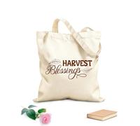 AILOONG Reinforced Bottom Canvas Bag harvest blessings hand drawn lettering with fall quotes fall designs 340g/m² thick fabric Uses as a gift bag