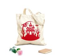 AILOONG Reinforced Bottom Canvas Bag haunted house horrors await you 340g/m² thick fabric Uses as a gift bag