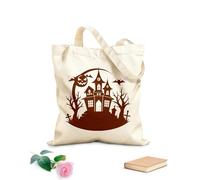 AILOONG Reinforced Bottom Canvas Bag haunted house horrors await you 340g/m² thick fabric Uses as a gift bag