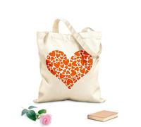 AILOONG Reinforced Bottom Canvas Bag heart shaped design filled with smaller hearts on a soft perfect 340g/m² thick fabric Uses as a gift bag