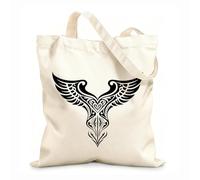 AILOONG Reinforced Bottom Canvas Bag hearts and wings tribal tattoos 12 oz thick fabric Uses as a gift bag 35x40cm Large