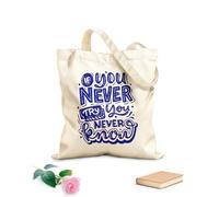 AILOONG Reinforced Bottom Canvas Bag if you never try you never know 340g/m² thick fabric Uses as a gift bag